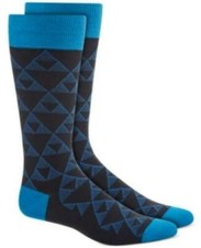 ALFANI Men's Black w/ Blue Triangles AlfaTech Repreve Dress Socks Size 7-12