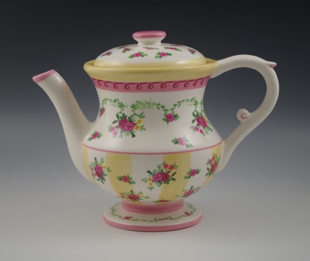 LAURA ASHLEY CERAMIC ROSES TEAPOT SHABBY eBay