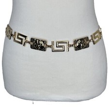 Greek Key Chain Belt Gold Metal Tiger Lion Face Hip Belt M L 28  - 40   Fashion