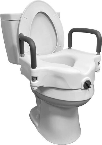 Raised Toilet Seat w/Handles, 4.5" Toilet Seat Riser OPEN BOX IN PLASTIC