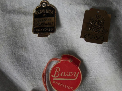LOT OF 3 ANTIQUE LABELS WATCHMAKING SPRING NERVINOX, BUXY PRECISION, ZEDON