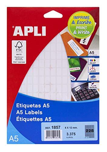 Labels Apli White Paper 15 Sheets 8 X 12 Mm (10 Units) NUOVO