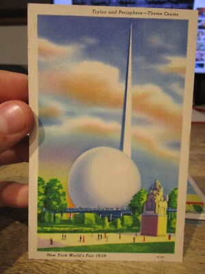 S3 NEW YORK CITY World's Fair Postcard Trylon Perisphere Theme Center Giant Ball