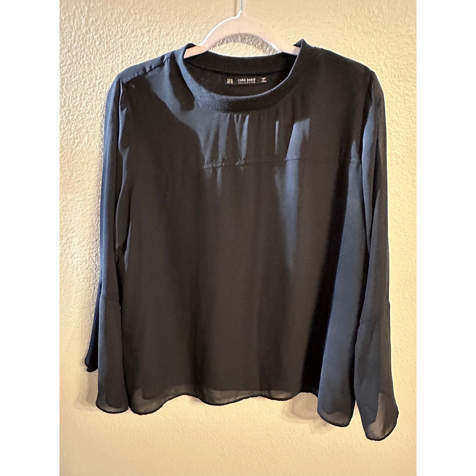 Zara Basic Collection Blouse Bell Sleeve Sheer Bl… - image 2