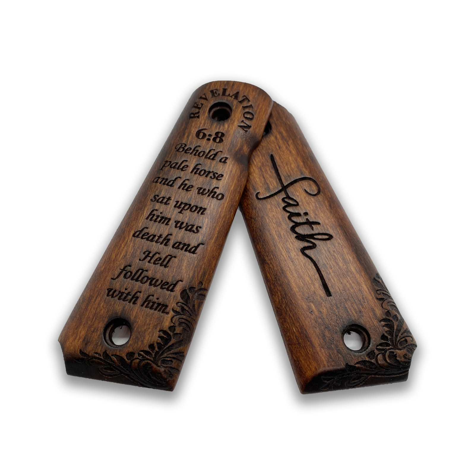 Poignées Zib Grips Pour Colt 1911 Full Size (Government/Commander), Bois De Hêtre, Psaume 144