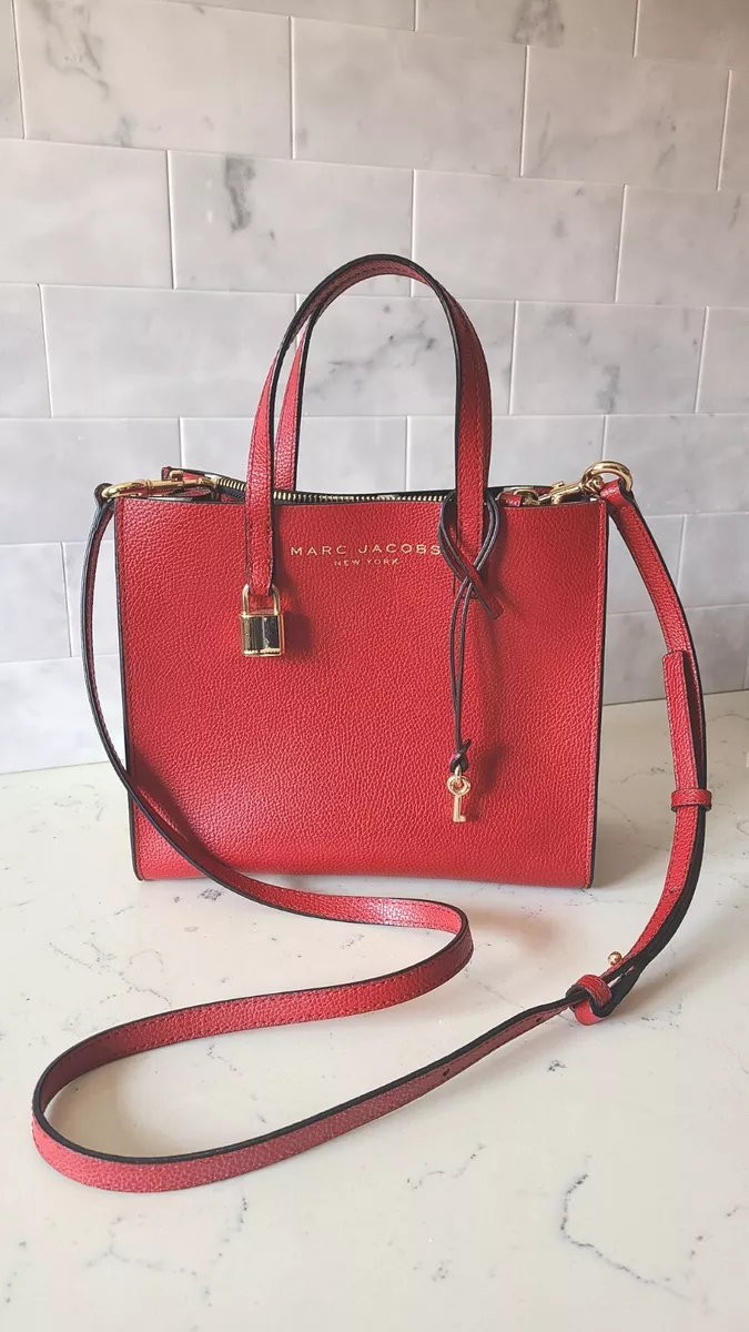 Marc Jacobs THE GRIND MINI TOTE BAG M0015685 POMEGRANATE EUC crossbody