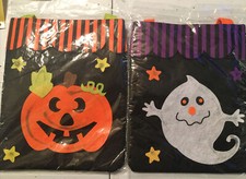 2 Felt Fabric Halloween Goodies Trick Or Treat Bag Pumpkin And Ghost new