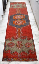 3x10 ft Antique Turkish Rug Hand made Natural Dyes Short Runner Rug 2.9 x 9.9 ft
