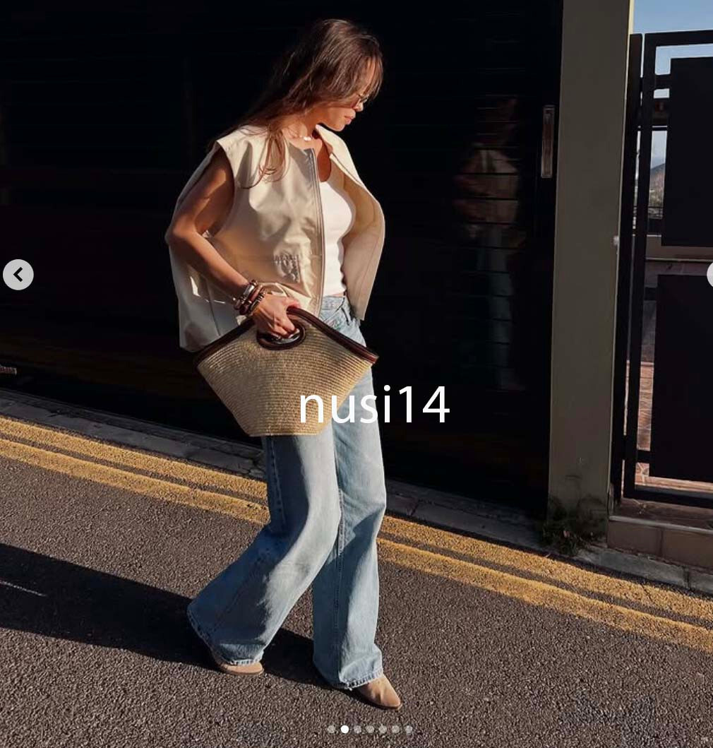 【ZARA】コントラストバッグ ライトベージュ | 6025/510/111 ZARA NEW WOMAN BASKET STYLE CONTRASTING BAG LIGHT BEIGE 6025