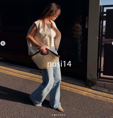 【ZARA】コントラストバッグ ライトベージュ | 6025/510/111 ZARA NEW WOMAN BASKET STYLE CONTRASTING BAG LIGHT BEIGE 6025