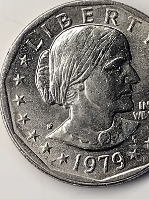 1979 p Susan B Anthony Dollar Off Center & FG Error & E Pluribus