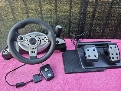 Playstation 2 Pelican Evo Sport GT Wireless Racing Steering Wheel  - Black PS2