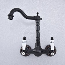 Oil Rubbed Bronze Wall Mount Kitchen Bathroom Sink Basin Faucet Swivel Mixer Tap