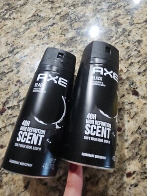 Lot 2 Axe Spray Black Men Deodorant Body Protection Frozen Pear Scent, 4 oz each