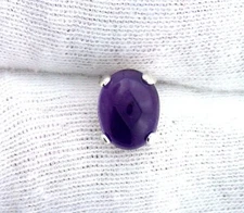 Sterling Silver Oval 9x7 Amethyst Cab Cabochon Gem Stone Gemstone Tie Tack