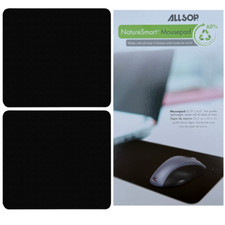 2-Pack Allsop 28229 Mouse Pad Black Non-Slip Office Mat 8.75  x 8  Eco-Friendly