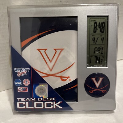 UVA  (NEW) WinCraft Sports Team Desk Clock Orange And Blue And Silver