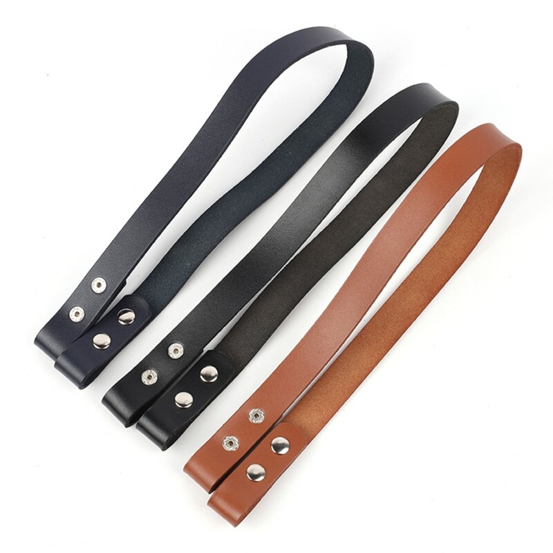 PU Leather Purse Handle Replacement Strap with Button for Handbag Handles Bag