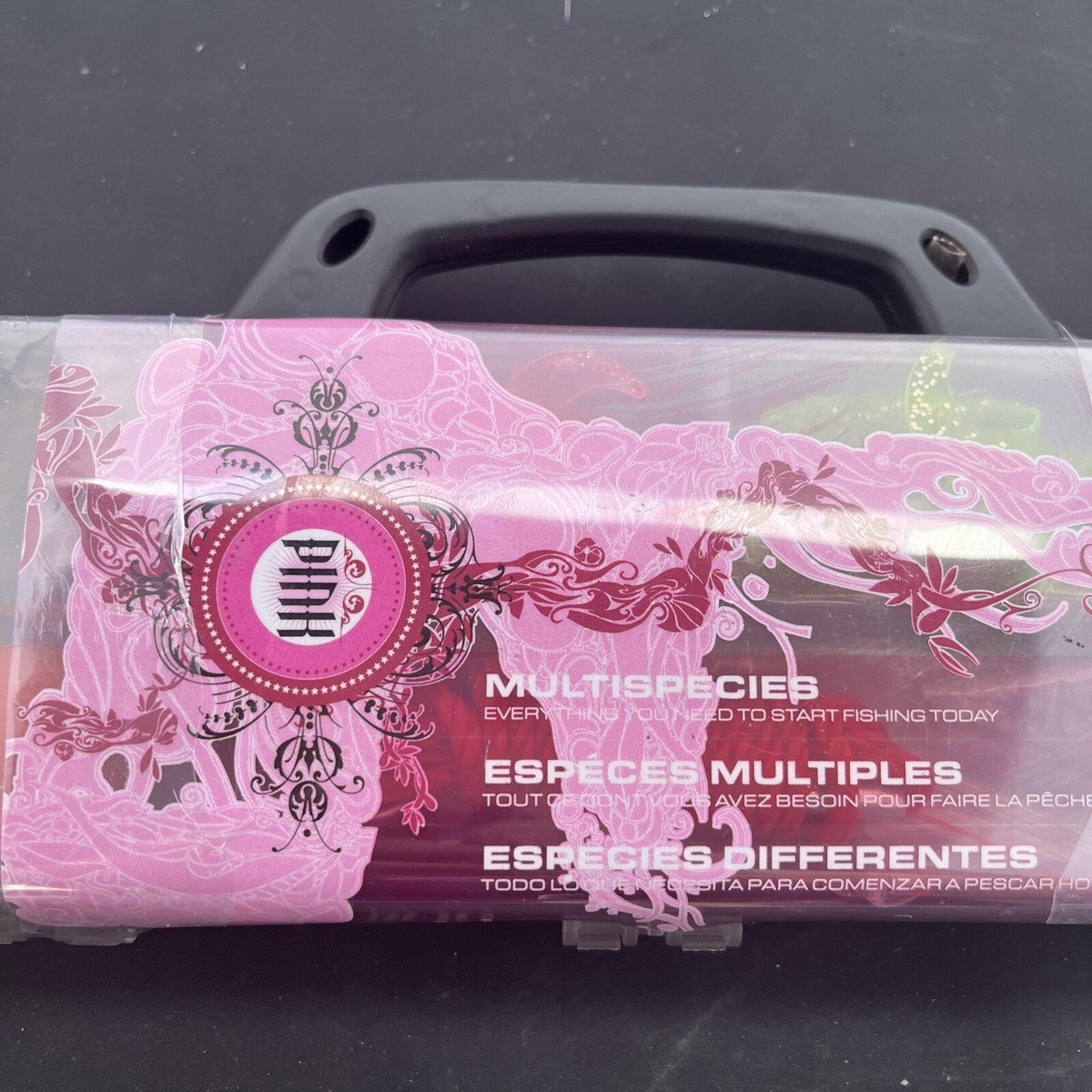 R2F Pink Multispecies set Tackle Box Fishing Children Worms Spinners Etc.