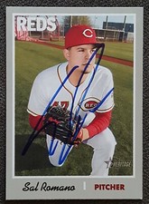 SAL ROMANO SIGNED 2019 TOPPS HERITAGE BASEBALL CARD #133 CINCINNATI REDS AUTO