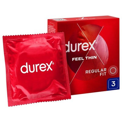 Durex Feel Thin Classic Latexkondome, Dünn, 3 Stück, Senso Fit