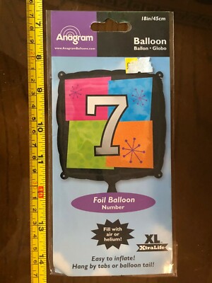 Luftballon 7 Zahlen Quadrat Party Feier Folie Luft Helium 18'' Anagramm