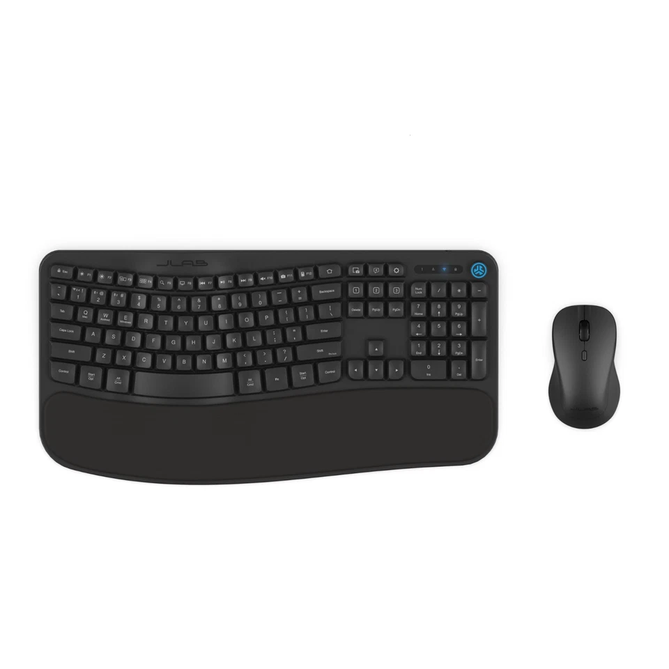 Combo de teclado y mouse inalámbricos JLab Flow: multidispositivo, diseño ergonómico, USB-C
