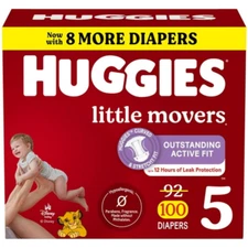 Huggies Little Movers Baby Diapers, Size 5, 100 Ct