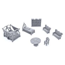 Elegant Furniture by Printable Scenery, 3D Printed Tabletop RPG Terrain 28mm