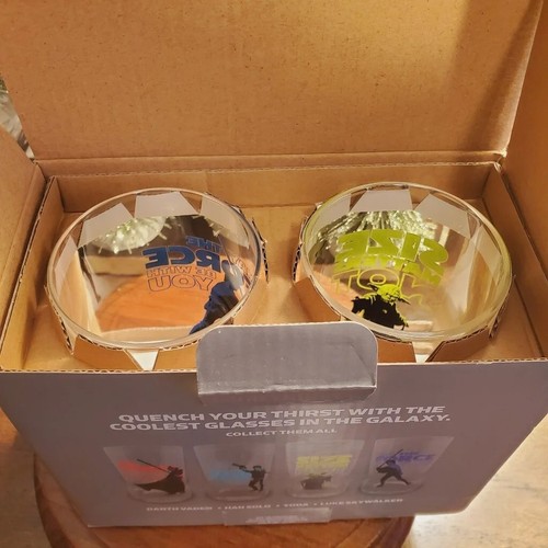 Hallmark Yoda and Luke Skywalker Star Wars Drinking Glasses-MIB-Excellent Cond. - Picture 2 of 13