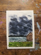 ACEO Art Card Acquerello originale dipinto a mano 2,5" x 3,5" El_duderino_art