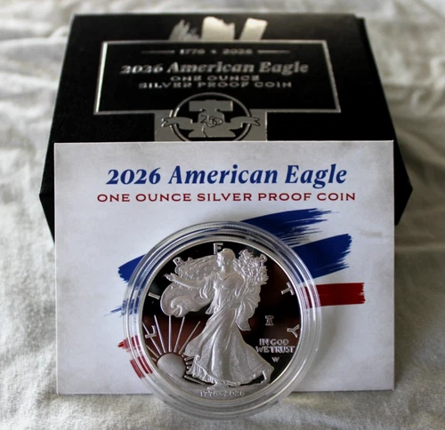 1776-2026 W PROOF American Silver Eagle with 250th Privy Flawless + bonus coin!!