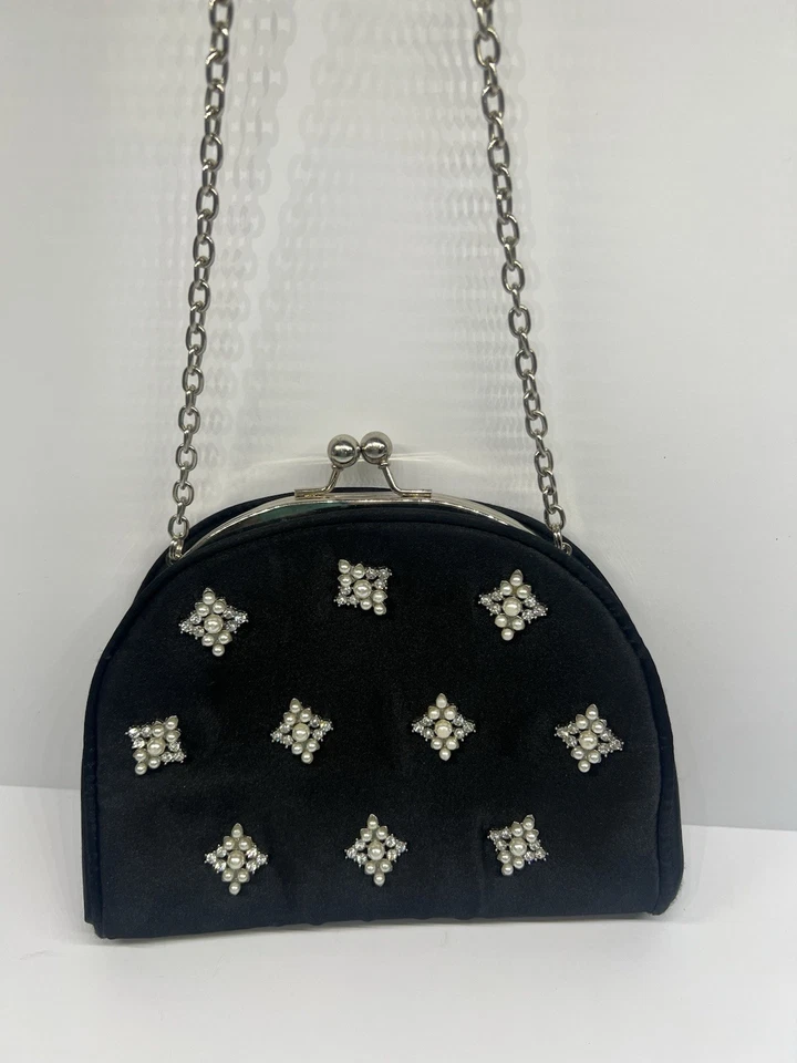 Kate Landry Black Beaded Evening Bag Purse   - Image 2 of 4