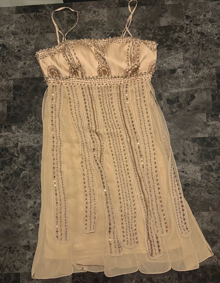 $488 Nuevo Con Etiquetas Sue Wong Nocturne Vestido Estilo Aleta Art Deco Cuentas Seda 4 Rubor Rosa Foto 3 de 4