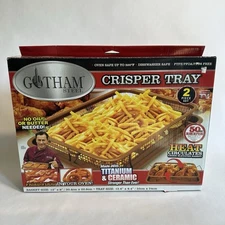 Gotham Steel Nonstick Crisper Tray 2PC Set 12"x9" Oven Air Fryer NIB