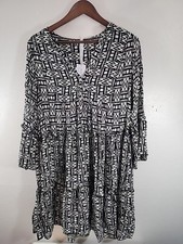 NY Collection Tribal Print Tiered Dress Size M NWT