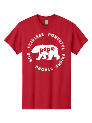 Papa Bear White Mens Graphic Tee, 100% Cotton, Casual Summer Wear