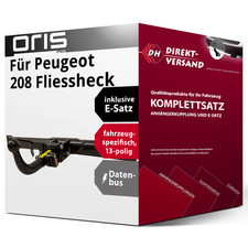 Für Peugeot 208 (Oris) Anhängerkupplung abnehmbar + E-Satz 13pol spezifisch Set