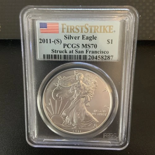 2011 SILVER EAGLE PCGS MS70 FIRST STRIKE FLAG STRUCK AT SAN FRANCISCO