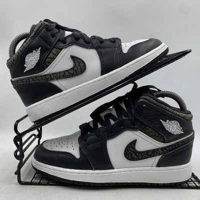 Nike Air Jordan 1 Mid Panda Elephant Black White Sneaker Gr. UK 3 Damen Leder