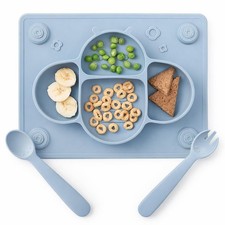 ROCCED Suction Plates for Baby placemat Spoon Fork Set one size, Dark Blue