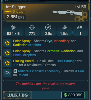 #ad Borderlands 4 • MODDED • Hot Slugger Vomit All Ele SG Lvl 50 • PS PC XBOX STEAM $9.00