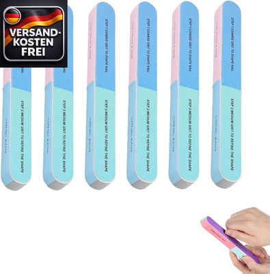 Farbig Nagelfeile Set 6 Stück für Naturnägel Polieren und Glätten
