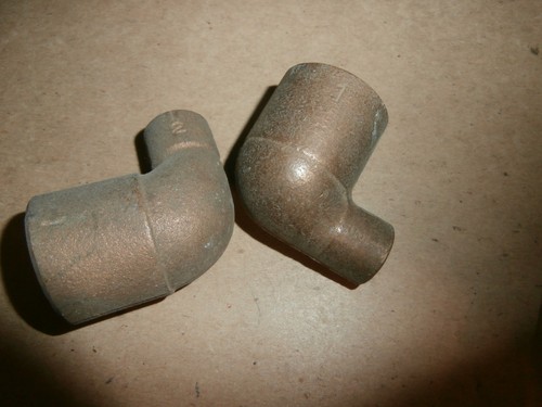 2 Brass 1" Copper Sweat x 1/2" Sweat Reducing 90 Elbows