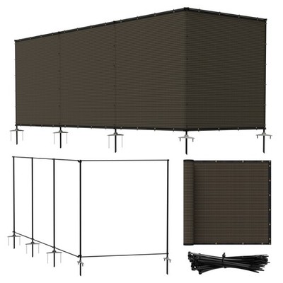 Outdoor Fence Privacy Screen Freestanding with Iron Poles Temporary Dog Fencing