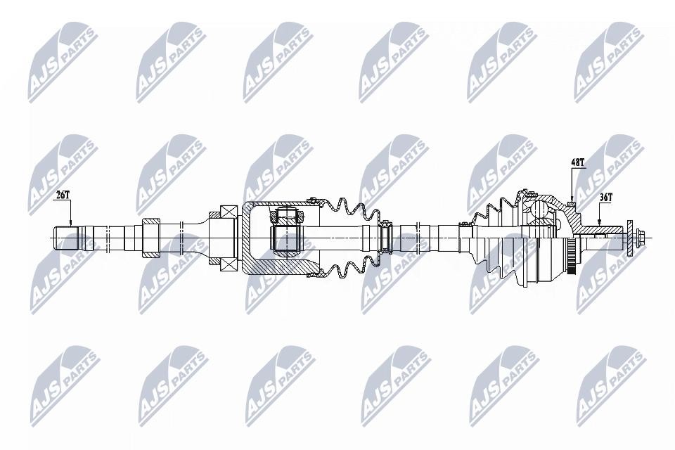NTY NPW-VV-129 Drive Shaft For Volvo Right Front Axle Reinforced 82mm