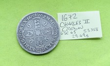 1672 Silver CROWN Coin King Charles II (1660-1685) 29.49 grams ESC 45 Qvarto