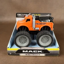 Mack Mini Truck Rev & Go! Friction Powered Orange Tow Truck 5" Long #20593
