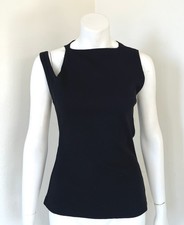 Courreges Oblique 90's Black Cotton Ribbed Top NWT Size L