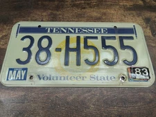 🟧Tennessee TN Tenn License Plate Tag 🟧 1983 83 Bedford 38 H555 Triple 5s